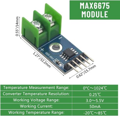 WMYCONGCONG 2 قطعة تيار مستمر 3-5 فولت MAX6675 وحدة + K نوع درجة الحرارة الحرارية الاستشعار مع وصلة كابل in Saudi Arabia