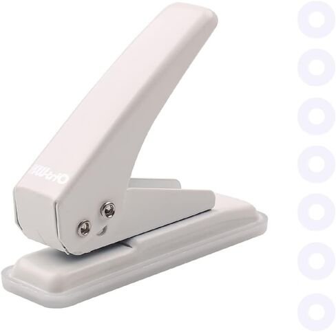 1 Hole Paper Punch with 20Pcs Loose Leaf Binder Rings 20 Sheets Capacity Desktop Hole Puncher for Paper Crafts Booklets DIY Greeting Cards Index Cards in Kuwait