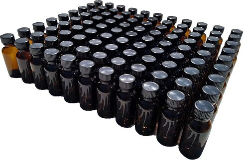 Dropper Stop® 1oz Amber Glass Boston Round Bottles (30mL) with Polycone Caps - Pack of 99 in Kuwait