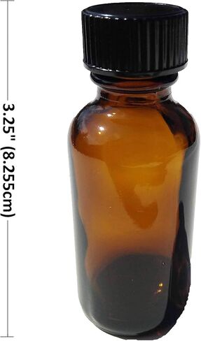 Dropper Stop® 1oz Amber Glass Boston Round Bottles (30mL) with Polycone Caps - Pack of 99 in Kuwait