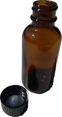 Dropper Stop® 1oz Amber Glass Boston Round Bottles (30mL) with Polycone Caps - Pack of 99 in Kuwait