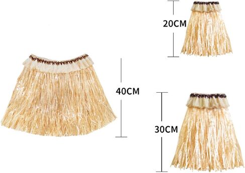 Women Men Elastic Hawaiian Party Grass Hula Skirt Stage Performances Costume Set in Kuwait