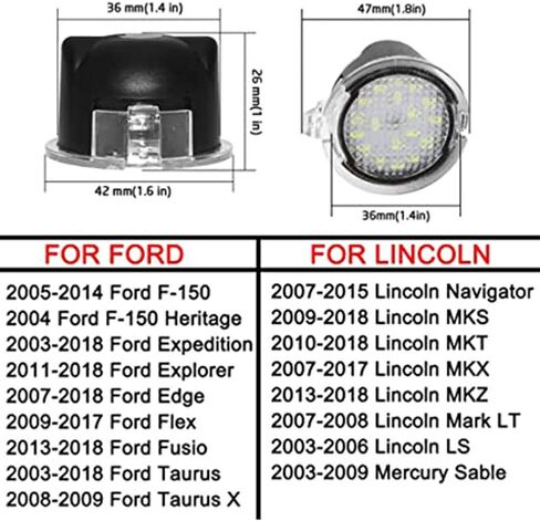 Full LED Side Under-Mirror Puddle Light Lamp Assembly Replacement For Fo rd F 150 Expedition Explorer Edge Flex Fusion Taurus X Lincoln Mercury, Blue Light, 2 PCS in Saudi Arabia