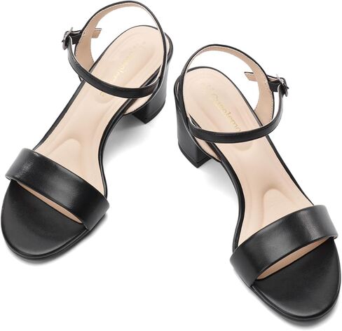 صنادل كلاسيكية بكعب كبير للنساء، أحذية مريحة مفتوحة عند الأصابع وكعب مكتنز منخفض in Kuwait