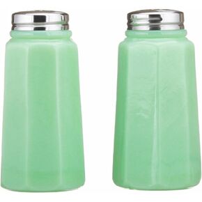 Mosser Glass Salt and Pepper Shaker Holder Set in Jadeite (Green) Color in Saudi Arabia