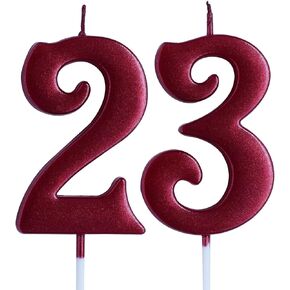 Red 23rd Birthday Candle, Number 23 Years Old Candles Cake Topper, Boy Or Girl Party Decorations, Supplies