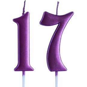 Pink 17th Birthday Candle, Number 17 Years Old Candles Cake Topper, Girl Party Decorations, Supplies