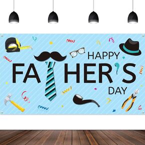 Happy Fathers Day Banner Backdrop Fathers Day Decorations Supplies Large Size 70 x 39 inch