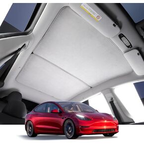 Roof Sunshade for Tesla Model Y 2024 2023 2022 2021 2020, BANKKY 2PCS Visor Sunroof Reflector Upgrade 3.0 Reflective Covers Car Accessories Block Harmful UV Rays Glare, Reduce 37℉, Black