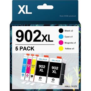استبدال خرطوشة الحبر HALLOLUX 902XL لحزمة التحرير والسرد لخراطيش الحبر 902XL المتوافقة مع طابعات OfficeJet Pro 6978 6960 6968 6958 6950 6970 6962 6975 (5 حزم 902) in Kuwait
