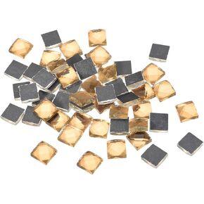 MECCANIXITY Mosaic Tiles 111 Pieces, 13 Faces Glitter Crystal 1 x 1cm for Crafts Bulk, Mosaic Art Kits Stained Glass Pieces for Handmade Jewelry Art DIY Material (Champagne)