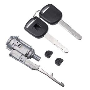 Motoforti Ignition Switch Lock Cylinder, for Honda Accord 2003-2012, Metal, with 2 Keys, without Chip, 06351-TA0-H11, Black Silver Tone, 1 Set