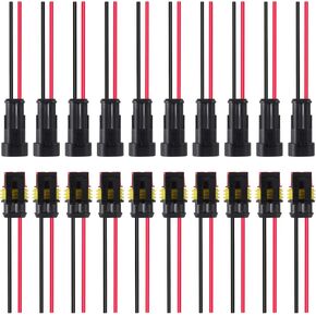 10Pair 2Pin Waterproof Connector,Male and Female Way 16 AWG Quick Disconnect Wire Connectors Suitable for car Truck, Boat and Other Wire Connection