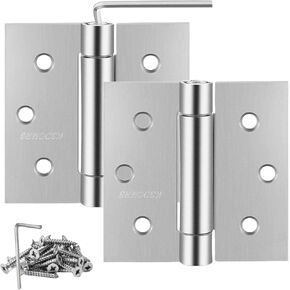 3.5" Self-Closing Stainless Steel Hinges,3-1/2 inch x 3 1/2 Inch Heavy Duty Spring Loaded Automatic Adjustable to Close Door Hinge with Square Corner (Matte Black-2PACK) in Kuwait