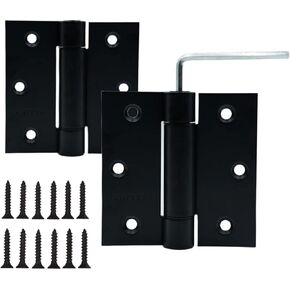 3.5" Self-Closing Stainless Steel Hinges,3-1/2 inch x 3 1/2 Inch Heavy Duty Spring Loaded Automatic Adjustable to Close Door Hinge with Square Corner (Matte Black-2PACK)