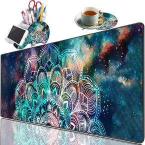 Cute Pictographic Pen Holder with Phone Stand, Mouse Pad and Coaster Set Combination, Table Decoration Accessories Multifunctional Pencil Case Organizer, Leopard Print in Kuwait