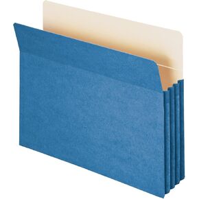 Smead File Pocket, Straight-Cut Tab, 3-1/2" Expansion, Letter Size, Blue, 25 per Box (73225)