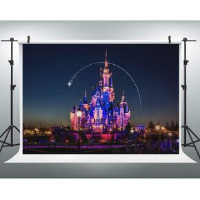 EOA 5(W) x3(H) FT Disneyland Castle Backdrop for Birthday Party Supplies Disney Night Park Photography Background Baby Shower Children Portrait Cake Table Photo Booth Props