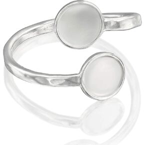 925 Sterling Silver Ring Blanks - Adjustable 6 to 8 Ring Base with 6mm Round Bezel Cup - DIY Ring Blanks for Jewelry Making - Adjustable Ring Blanks - Ring Settings without Stones