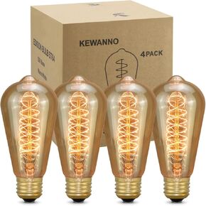 ST64 Edison Light Bulbs, Incandescent Light Bulb 40W, Dimmable Decorative Light Bulbs E26 E27 Bulb, Warm Light Vintage Light Bulbs for Outdoor Light Socket Light Fixture, 4 Pack