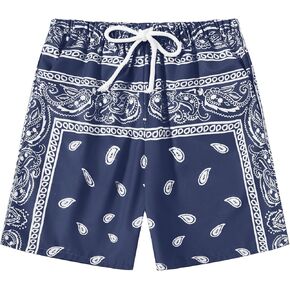 Boy's Summer Boho Paisley Print Shorts Casual Kids Drawstring High Waisted Graphic Shorts with Pocket