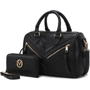 MKF Collection Women's Satchel Bag with Wallet, Vegan Leather Top Handle Shoulder Handbag Crossbody Purse