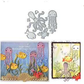 Sea Animal Cutting Dies Jellyfish Octopus Crab Fish Metal Die Cuts Stencils for DIY Embossing Card Making Decorative Paper Dies Scrapbooking