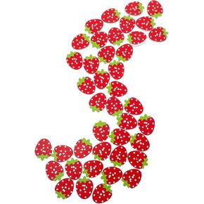 Wooden Sewing Art Craft Buttons: 2 Holes Strawberry Shaped Decorative Buttons 100Pcs for DIY Sewing Craft Scrapbooking Doll Making