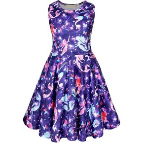 Eledobby Mermaid Dress for Girls Sleeveless Tank Dresses Summer Casual A-Line Swing Sundress Beach Mermaids Outfit