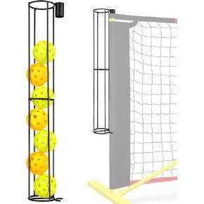 TOBWOLF حامل الكرة لشبكات Pickleball، 9 رف تخزين كرات Pickleball، حامل كرة Pickleball Net Post حامل الكرة المناسب للوظيفة الرسمية، كرة Pickleball المحمولة عقد ملحق للممر الداخلي والخارجي