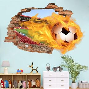 Rugby Break Through Wall Decals Sports Art Wall Stickers for Kids Boys Football Lovers and Players Room Decals (MS7085)