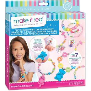 Make It Real: Pop! Shake! Twist! DIY Bracelet Kit - Make 7 Scensory Charm Bracelets, 171pcs, All-in-1 Jewelry Kit, Rainbow Colors, Girls & Kids Age 8+
