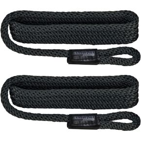 Extreme Max 3006.2153 BoatTector Solid Braid MFP Fender Line Value 2-Pack - 3/8" x 5', Black