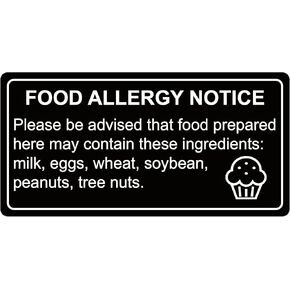 500PCS 1x2'' Black Removable Food Allergy Warning Labels Allergies Restaurant Food Labels Self Adhesive Stickers