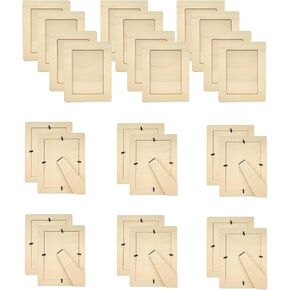 Pack of 24 Wooden Picture Frames Unfinished Wood Photos Frames 5x7 for Crafts