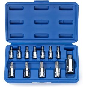 12 pc 5-Point Star Torx Tamper Proof Security Bit Socket Set