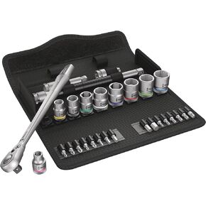 Wera 05004048001 8100 SB 8 Zyklop Metal Ratchet Set with Switch Lever, 3/8" Drive, Metric, 29 Pieces 4013288173928
