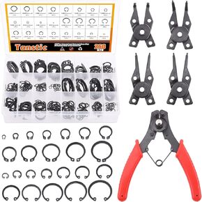 261Pcs 4 In 1 Snap Ring Pliers Set Snap Ring Pliers Remover Retaining Circlip Pliers with 260Pcs Internal and External Snap Ring Retaining Ring Assortment Kit