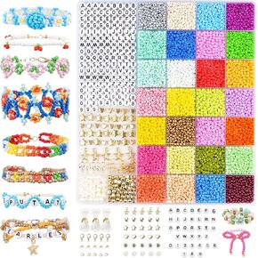DoDoBeads Bracelet Making Kit, 10000 Pcs 3mm Glass Seed Beads for Jewelry Making - Friendship Bracelet Kit with Letter Beads, Pearl Beads, DIY Art Craft for Adults