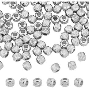 UNICRAFTALE About 100pcs Textured Stainless Steel Beads Rondelle Metal Stripe Spacer Beads Round Loose Beads for DIY Jewelry Making 2mm Hole Stainless Steel Color