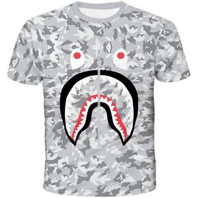 Fashion Camo Shark Shirt Big Mouth Track Shirt Summer Beach T-Shirt for Men Women