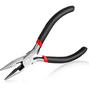 Small Needle Nose Pliers Set 5 Inch Long Nose Pliers with Comfort Grip, Premium Mini Jewelry Needlenose Pliers Rust-Proof for Jewelry Making, Handmade Craft(Black)