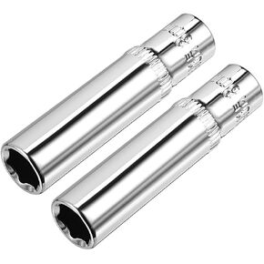 uxcell 2 Pcs 1/4 Inch Drive 8mm 6-Point Deep Socket, Metric, Cr-V