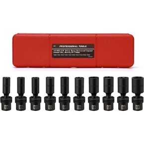 Mayouko 15PCS 3/8" Drive Shallow Universal Impact Socket Set, 6 Point, Metric, 8-22mm