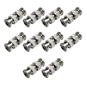 10PCS BNC Male Plug to Male Coupler Adapter, CCTV RG59 Cable Security System Video Camera BNC Coax Coaxial Coupler Connector