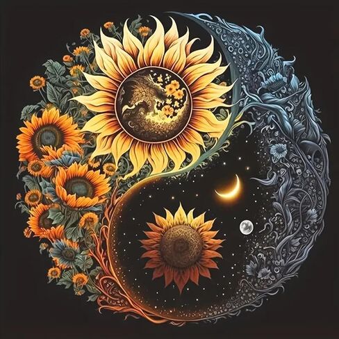 CXYQLC DIY 5D مجموعات الطلاء الماسي للبالغين الماس ArtSunflower Tai Chi الماس اللوحة الحفر الكامل كريستال حجر الراين التطريز الحرفية مجموعات لهدايا ديكور الحائط المنزلي 11.8 × 11.8 بوصة in Kuwait