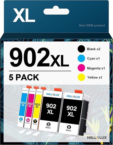 استبدال خرطوشة الحبر HALLOLUX 902XL لحزمة التحرير والسرد لخراطيش الحبر 902XL المتوافقة مع طابعات OfficeJet Pro 6978 6960 6968 6958 6950 6970 6962 6975 (5 حزم 902) in Kuwait