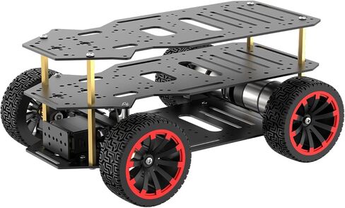 Ackermann Chassis Encoder Motor Robot Car Kit, Full-Metal Smart Car Chassis for Arduino/Raspberry Pi/Jetson ROS Robot DIY Remote Control Robotic Car Learning Kit (Double Layer) in Saudi Arabia