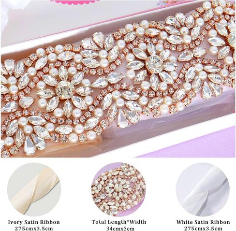 Pardecor Wedding Belt Rhinestone Belt Bridal Wedding Dress Sash Trim Rhinestone Applique Dress Belt Crystal Sash Accessories in Kuwait