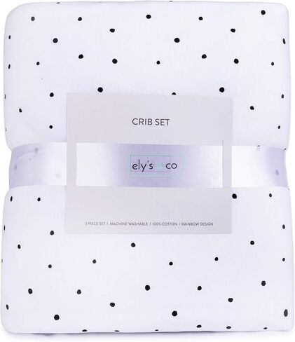 Ely's & Co. Baby Crib Bedding Sets for Girls — Perfect for Toddler Beds — 4 Piece Set Includes Crib Sheet, Quilted Blanket, Crib Skirt, and Baby Pillowcase —Black & White Dottie in Saudi Arabia